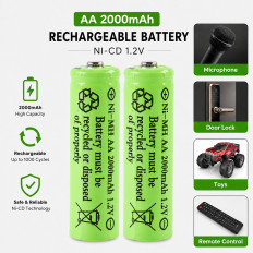 AA Rechargeable Battery 2000mAh 1.2V Ni-Cd High Capacity - a Piece (No Battery Charger Included) 1